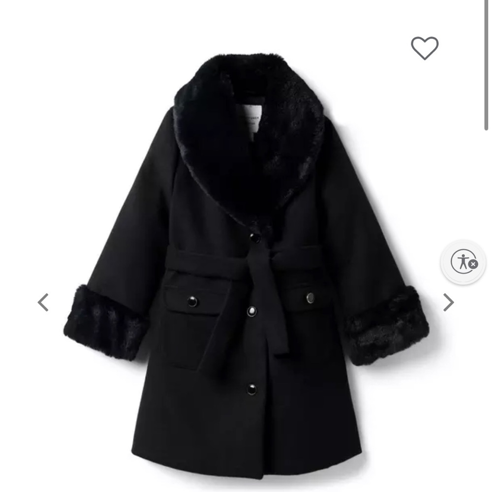 Janie and Jack Black black Faux Fur Trim Coat